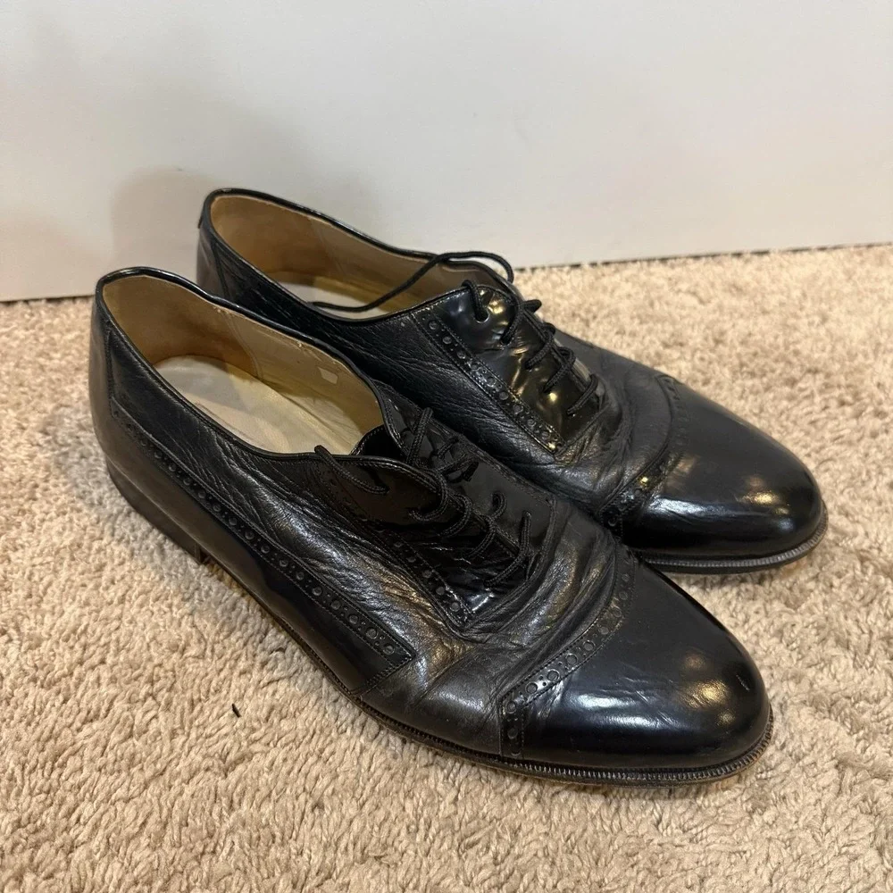 Mezlan Cantabria Shoes Mens Size 10.5 M Black Leather Cap Toe Oxford Dress Spain